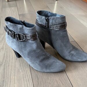 Bandolino Gray Ankle Boots with Buckle Detail